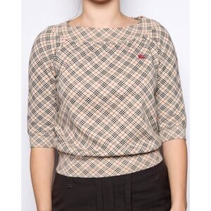 Burberry Brown Nova Check Logo 3/4 Length Top